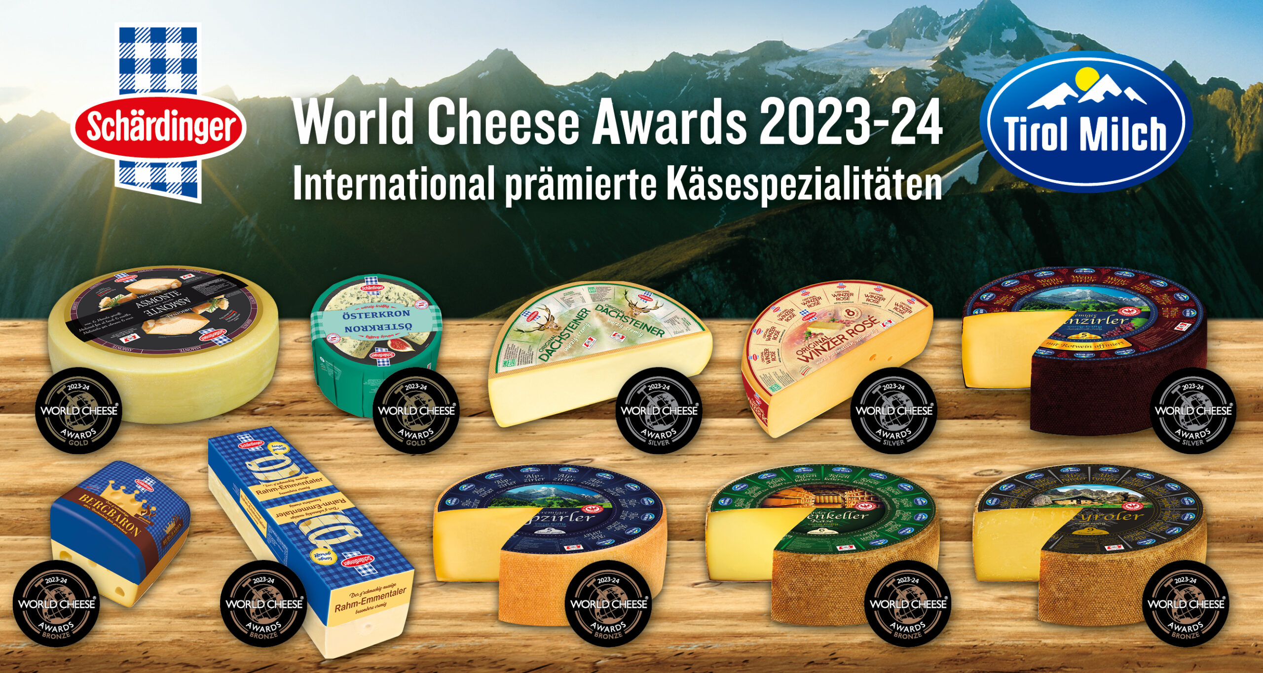 World Cheese Awards 2023: Die weltbesten Käse kommen aus Österreich. Schärdinger und Tirol Milch räumen in Trondheim ab.